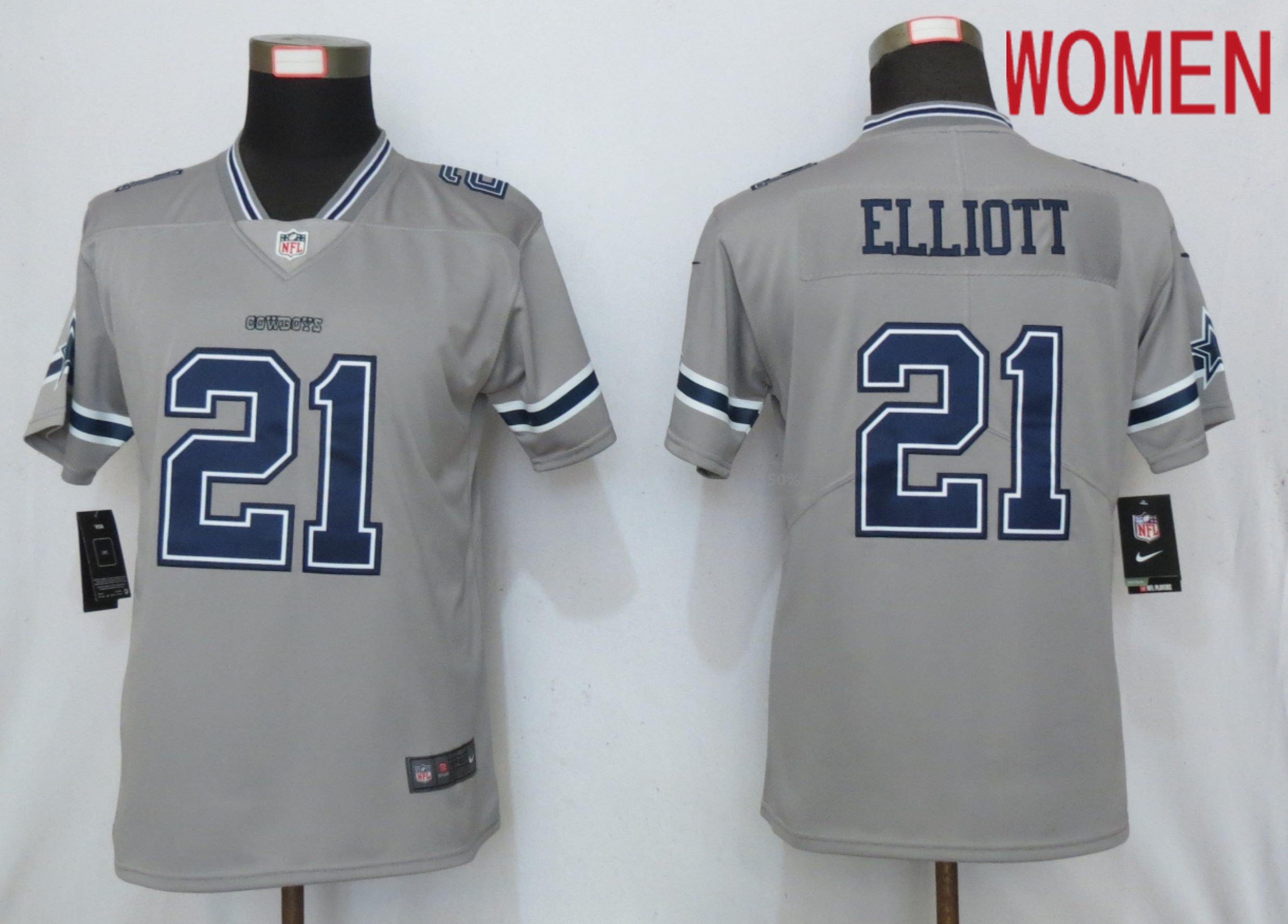 Women Dallas Cowboys 21 Elliott 2019 Vapor Untouchable Nike Gray Inverted Elite Playe NFL Jerseys